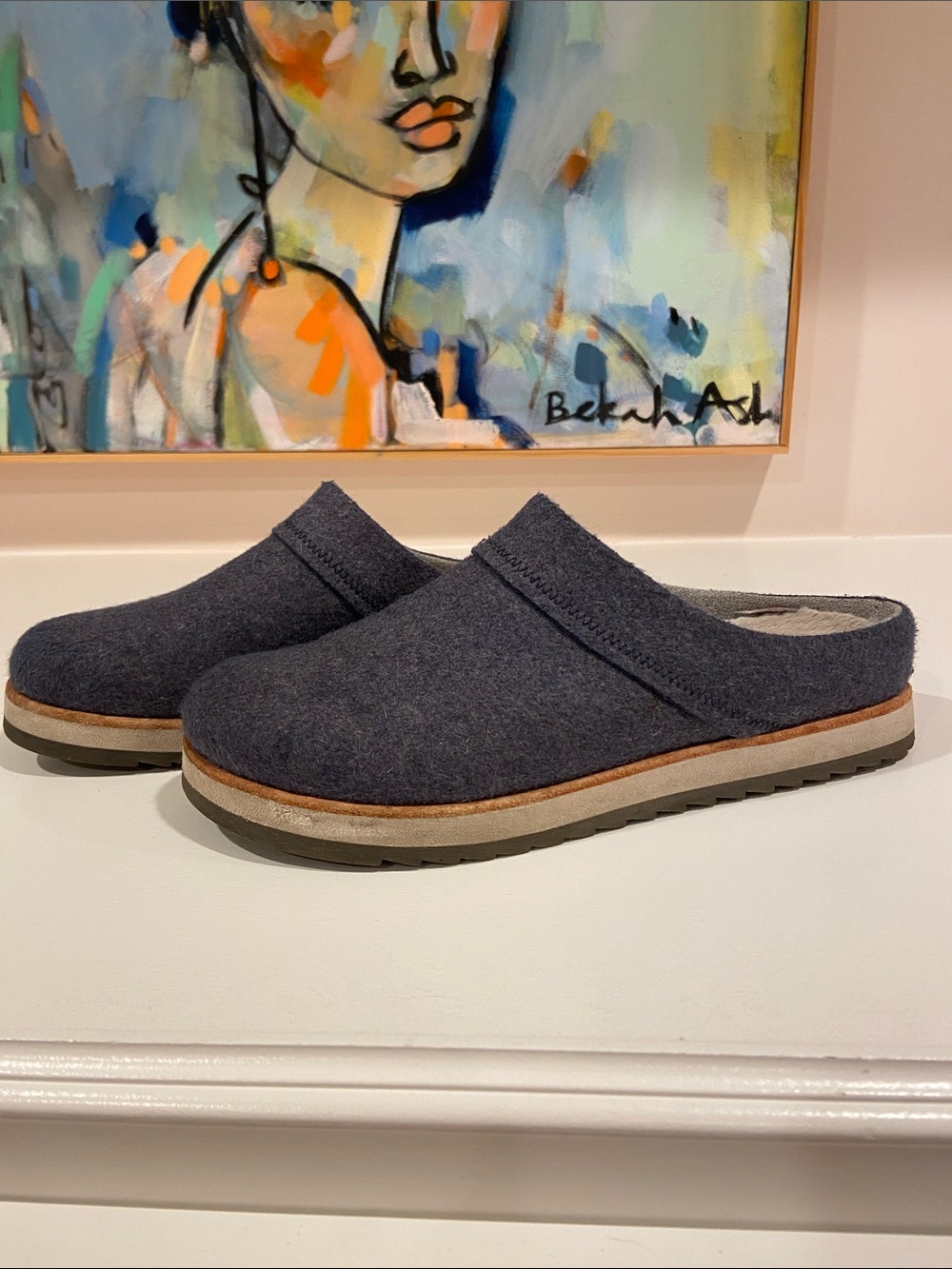 Merrell Women's Juno Navy Wool Slip-On Clog Mules